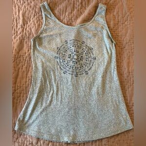 Columbia Light Heathered Blue Gray Tank W Dark Circle Design Low Back medium